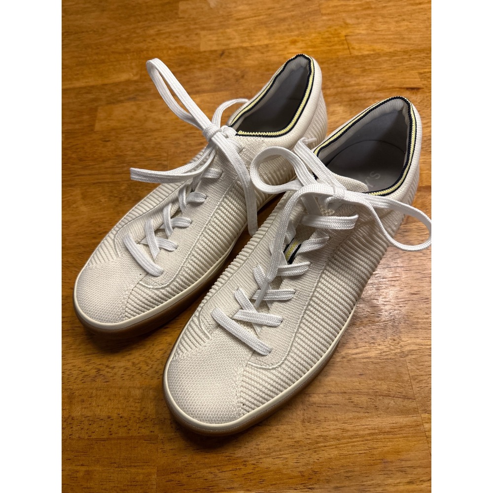 Rothys RS01 Sneaker Bone White Lace Up Knit Low Top Shoes Womens Size 9